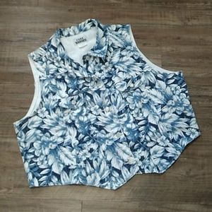 Vtg. Fore warned Hawaiian denim vest